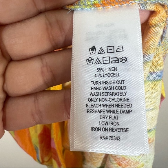 C&C California Women’s Tropical Linen Blend Collared Dress Multicolor Vibrant - Picture 6 of 9